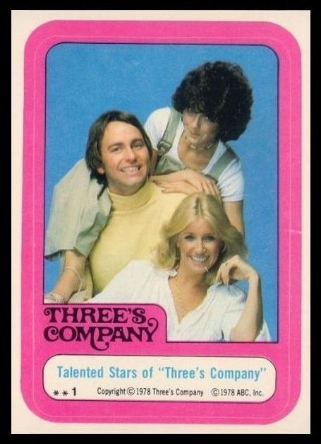1978 Topps Three's Company Stickers 01 Talented Stars Of Three's Company